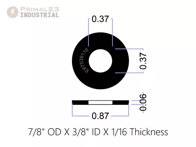 Oil Resistant Neoprene Rubber Washers 7/8  OD X 3/8  ID X 1/16  Thickness • $6.95