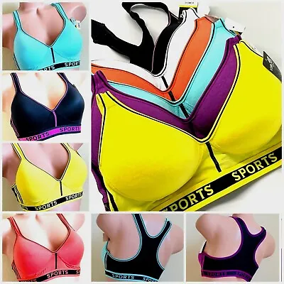 3-6 Sport Bras Active Wear Yoga Racer Back Molded Cup 8923 Lot Gift Pack 32B-42D • $15.68