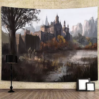 Medieval Gothic Castle Extra Large Tapestry Wall Hanging Fabric Anime Room Decor • $16.50