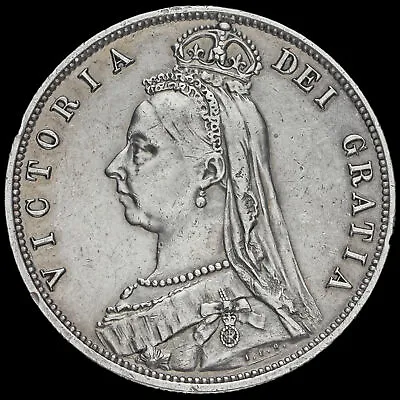 £45 • Buy 1887 Queen Victoria Jubilee Head Silver Half Crown, GVF