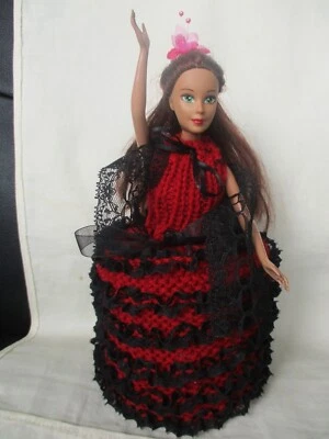 £9.99 • Buy Hand Knitted Spanish Dancer Doll Toilet Roll Cover With Gift Box