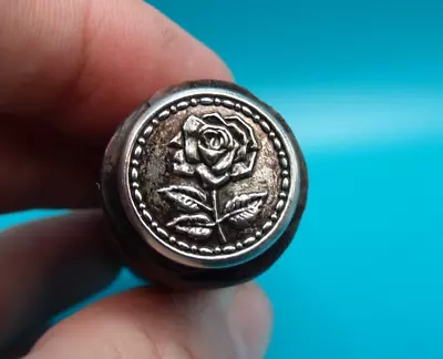 Vintage Larger Metal & Wood Rose Flower Sealing Wax Seal Stamp • $12.88