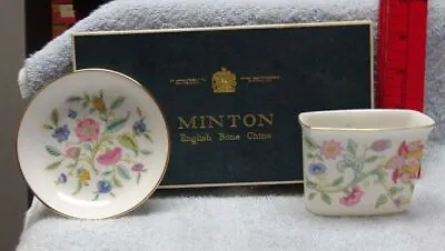 * Vintage - GORGEOUS - ROYAL MINTON - Haddon Hall - MINIATURE Vase & Plate W BOX • $18.88