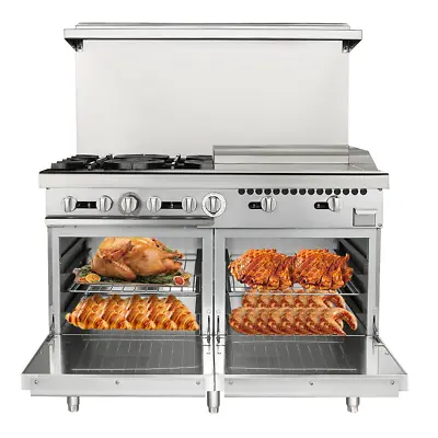 48  Natural Gas Commercial Restaurant 4 Burner Range W/Standard Oven 24  Griddle • $1595.40