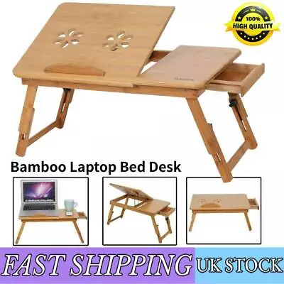 Laptop Table Stand Folding Desk Bed Computer Study Adjustable Portable Sofa Tray • £16.44