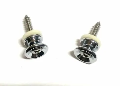 Quality Vintage Style Strap Button Chrome Set 2 For Gibson Style Ibanez Guitar • $3.99