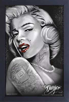 MARILYN MONROE RED LIPS JAMES DANGER ART 13x19 FRAMED GELCOAT POSTER PAINTING!!! • $34.99