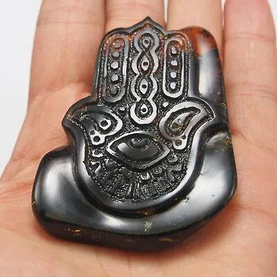 Mexican Amber Hamsa Carving 28.6 G • $144