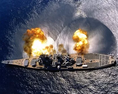 Uss Iowa (bb-61) Fires Full Broadside Of 9 Guns For Exercise 8x10 Photo (op-807) • $8.87