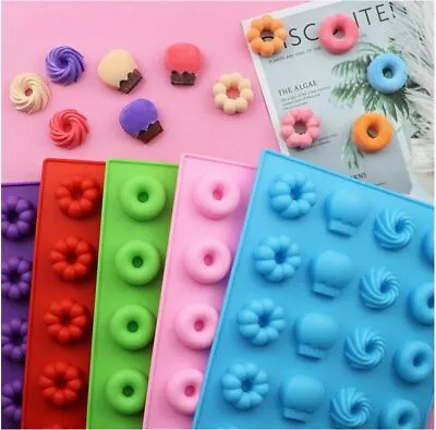 $14.99 • Buy Mini Mixed Donut Mold Silicone Tray Ice Cube Jelly Gummy Candy Mould Stencil