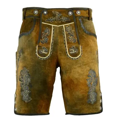 Lederhosen Shorts Suede Leather Bavarian Trachten Men Shorts Oktoberfest Short • $82.99