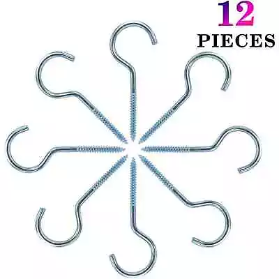 12PCS Blue Color Zinc Plated 3.55 Inch Open Eye Screw Metal Cup Hooks Round End • $6.20