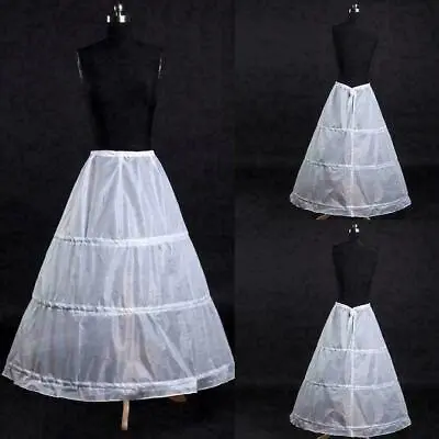 3-Hoop A-Line White Long Dress Wedding Gown Petticoat Underskirt Slips --us • $8.71