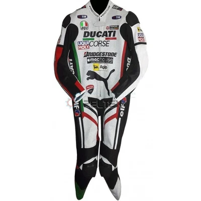 $484.78 • Buy Ducati Corse Race Replica White Black 1 Piece Leather Motorcycle Suit EU54 XL44 