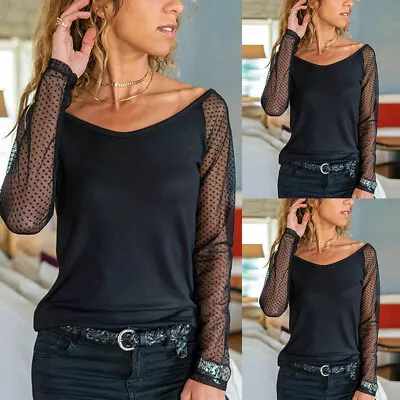 Women Long Sleeve Mush T-Shirt Ladies Casual Loose Blouse Tunic Top Summer Solid • $13.42