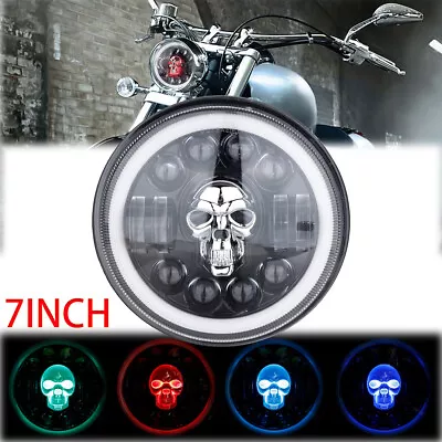 $43.99 • Buy 7INCH LED Headlight H4 DRL Yellow White RGB For Yamaha V-Star XVS 650/950/1100