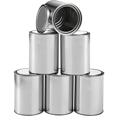  6 Pack Metal Quart Paint Cans With Lids Empty Unlined Paint Buckets  • $35.23