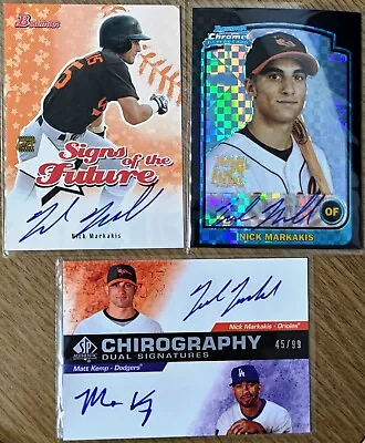 3 Nick Markakis 2003 Bowman Chrome Xfractor RC 04 Bowman 08 SPA Matt Kemp AUTO  • $104.99