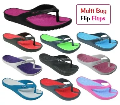 Womens SURF HOILIDAY Sliders Ladies Flip Flops Toe Post Sandals Girls Shoes Szs • £8.99