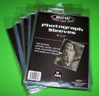 500 5x7 Photo Sleeves-crystal Clear-archival Safe-acid Free-2 Mil Thick- By Bcw • $25.95