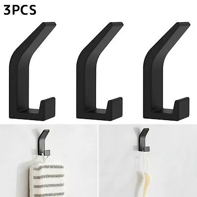 3x Coat Hook Modern Coat Hook Black Wall Hook Square Double Hook • $11.99