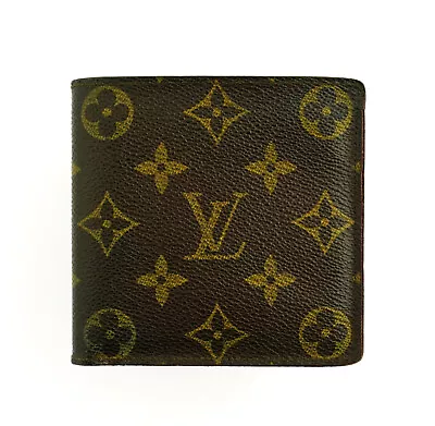 Authentic 1990s LOUIS VUITTON Monogram Canvas Leather Marco Bifold Wallet France • $150