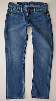 Abercrombie & Fitch Slim Straight Blue Cotton Denim Jeans Size 34 X 32 EXCELLENT • $19.99