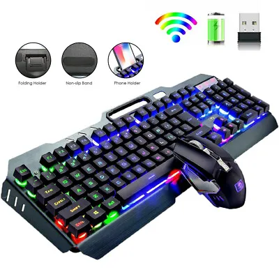 $54.99 • Buy Wireless Rechargeable Gaming Keyboard And Mouse LED RGB Backlit For PC PS4 PS5