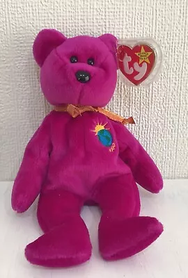 Millenium Cerise 2000 World Teddy Bear Ty Beanie Babies 7  Collectors Mint Tag • £4.99