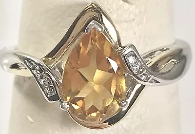 Alwand Vahan Vintage Sterling 925 10kyg Citrine Diamond Ring (c93a) • $149.99