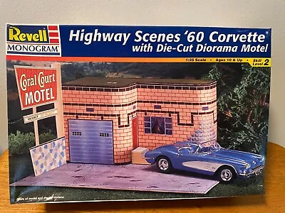 Revell Highway Scenes '60 Corvette W/Die-Cut Diorama Motel 1:25 Scale Skill 2 • $35