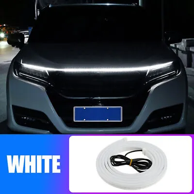 White 120cm Flexible Car Hood Day Running LED Light Strip Accessories Decor • $13.59