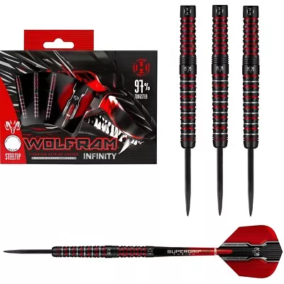 Harrows Wolfram Infinity 97% Tungsten Steel Tip Darts - Black Titanium Coating • £58.95