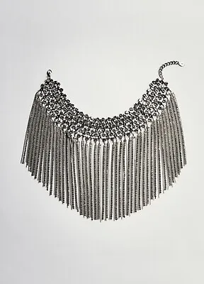 $39 • Buy Zara Fringe Jeweled Choker