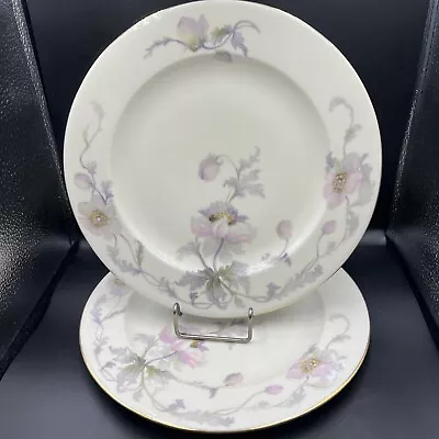 EPIAG Pastelle 10 1/8  Dinner Plates Service Of 2  Czech Gold Trim • $20