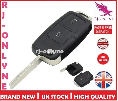 2 Button Uncut Flip Blank Remote Key Case For VW BORA GOLF MK4 + LOGO A41 • $5.28