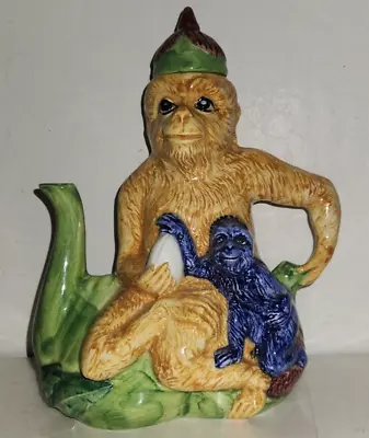 Vintage Majolica Monkey W/baby Pottery Teapot  Made In Italy • $49.99