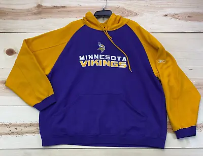 Vintage Minnesota Vikings Sweatshirt Mens XXL Purple Hoodie NFL Football Reebok • $25.99