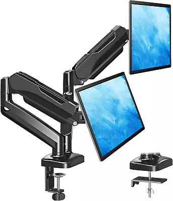 Dual Monitor Stand For Desk Adjustable Gas Spring Double Monitor Mount Holds 4. • $82.99