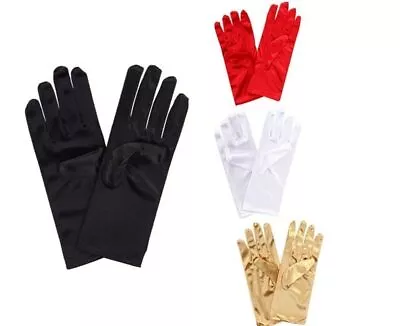 £4.49 • Buy Ladies Short Wrist Gloves Smooth Satin For Party Dress Prom Evening Wedding