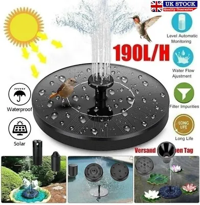 Solar Fountain Floating Pump Water Feature Garden Pool Bird Bath Pond Outdoor UK • £7.99