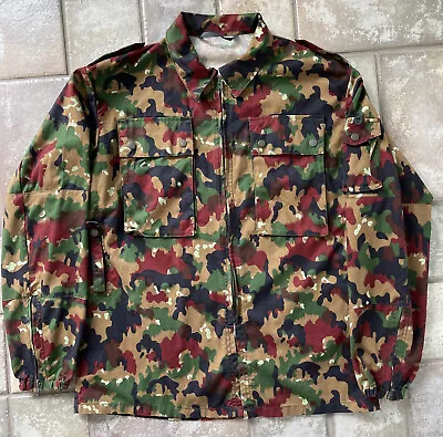 Vtg Swiss  Camo Zippered Field Jacket - Unissued Military Surplus Large • $28