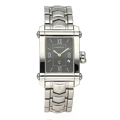 $475 • Buy Charriol Colvmbvs 9011910 Black Dial Rectangle 25mm Steel Quartz Wrist Watch