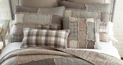 Donna Sharp Smoky Cobblestone Rag Quilted Country Farmhouse Rustic Shams (2) • $97.95