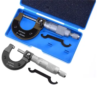 0-25mm 0.01mm Gauge Outside Metric Micrometer Tool With Metal Caliper Tool`P_ • £12.36