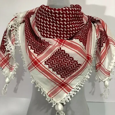 Keffiyeh Scarf Palestine Shemagh Original Arab Kufiya Scarf Red Made In Palestin • $30