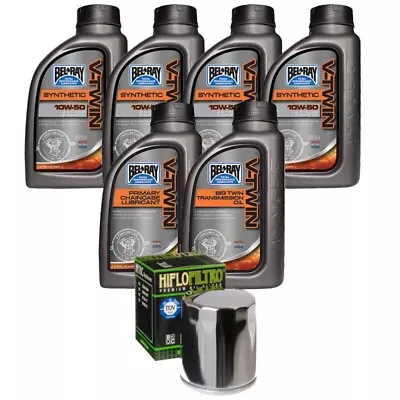 Oil Change Kit Bel-Ray V-Twin Synthetic Filter Primary/Transmission 10w50 6QT • $103