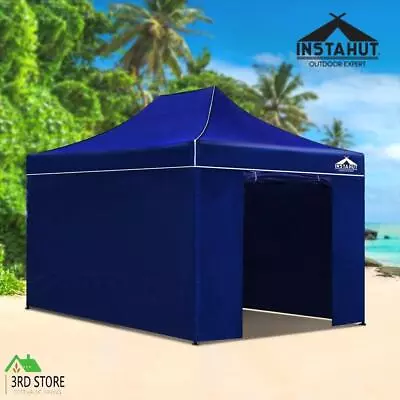 Instahut Gazebo Pop Up Marquee 3x4.5 Outdoor Tent Folding Wedding Gazebos Blue • $209.95