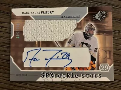 2003-04 Spx Marc Andre Fleury Rookie Jersey Auto /500  • $179.99