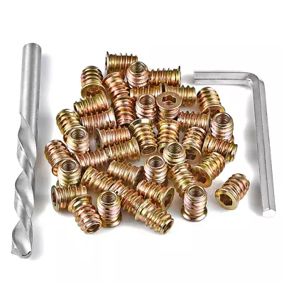 100 Pieces 1/4  - 20 X 15Mm Wood Inserts Bolt Furniture Screws Nut Thread Wood I • $18.60